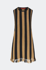 Moji Stripe Tassel Mini Dress - Black/Natural Combo