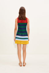 Yvonne Knit Mini Dress - Brick Stripe Combo