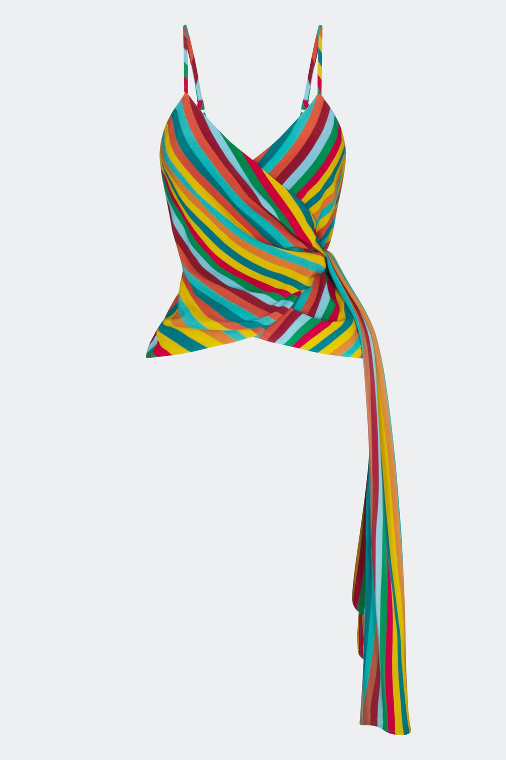 Marlowe Crepe Tie Tank - Vibrant Multi Stripe