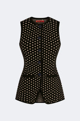 Del Mar Knit Vest - Black/Tan Polka Dot