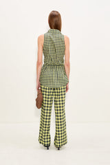 Pia Poplin Pant - Peridot/Ebony Gingham