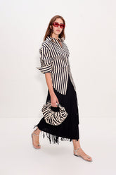 Za Za Knit Fringe Skirt - BLACK