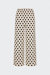 Nella Crepe Wide Leg Pant - Macadamia/Black Polka Dot