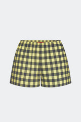 Syd Poplin Short - Peridot/Ebony Gingham