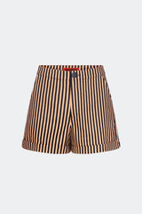 Como Linen Shorts - Black/Tan Stripe