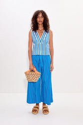 Lima Poplin Pant - Tonal Blue Stripe