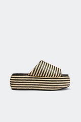 Raffia Cloudy Platform - Black/White Micro Stripe