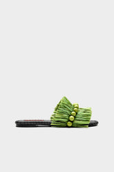 Island Fringe Salerno Sandal - Moss Green/Black