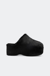 Platform Bubble Clog - Black Pony Hair