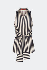 Inna Sleeveless Poplin Top - Black/White Stripe