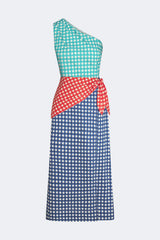 Belem Poplin Midi Dress - Teal Gingham Multi