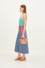 Belem Poplin Midi Dress - Teal Gingham Multi