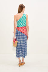 Belem Poplin Midi Dress - Teal Gingham Multi