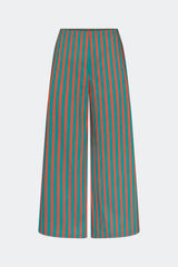 Toni Poplin Pant - Teal/Brick Stripe