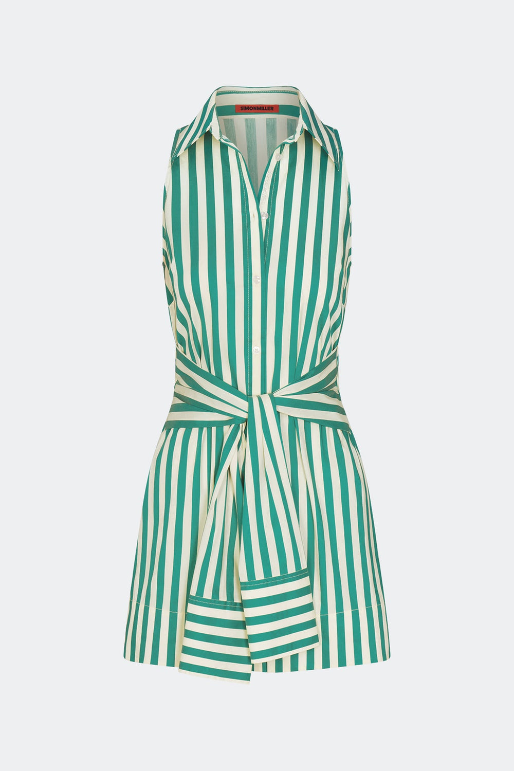 Inna Sleeveless Poplin Mini Dress - Teal/Cream Stripe