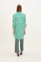 Kena Poplin Dress - Teal/Cream Stripe