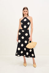 Zorah Crochet Skirt - Black/Macadamia Polka Dot