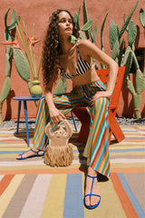 Nella Crepe Wide Leg Pant - Vibrant Multi Stripe