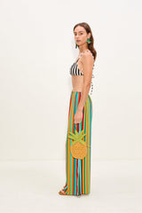 Nella Crepe Wide Leg Pant - Vibrant Multi Stripe