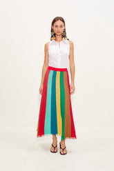 Alita Knit Skirt - Vibrant Multi Stripe