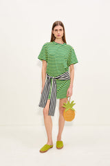 Lottie T-Shirt Dress - Lime Stripe Combo
