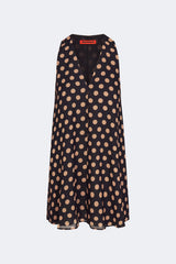 Gia Chiffon Mini Dress - Black/Tan Polka Dot