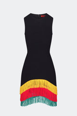 Bowie Fringe Mini Dress - Black Multi
