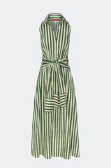 Inna Sleeveless Poplin Dress - Gummy Green/Ecru