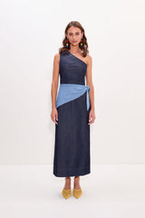 Belem Chambray Midi Dress - Indigo Combo