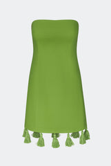 Freya Linen Tassel Mini Dress - Matcha