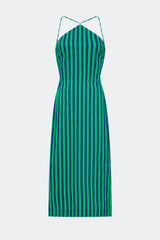 Kit Poplin Dress - Navy/Grass Green