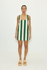 Sahara Striped Denim Dress - GUMMY GREEN/ECRU