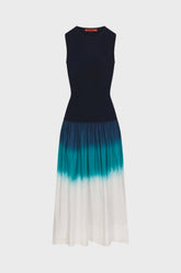 Novo Knit Combo Dress - Macadamia / Blue Dip Dye