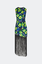 Casablanca Fringe Dress - Abstract Floral