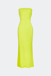 Sculpty Strapless Satin Dress - LIME