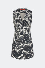 Carob Printed Linen Mini Dress - Black/Macadamia Acapulco Print