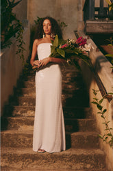 Sculpty Strapless Piano Sequin Dress | SIMONMILLER - MACADAMIA