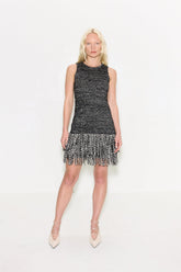 Sondra Melange Knit Mini Dress - Black/White Melange