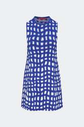 Zana Knit Mini Dress - KLEIN BLUE WAVY GINGHAM