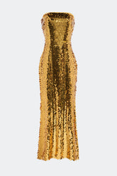 Sculpty Strapless Sequin Dress - STAR GOLD