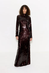 Sculpty Sequin Dress - CHOCO BROWN