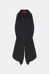 Loch Sleeveless Poplin Button Up - BLACK