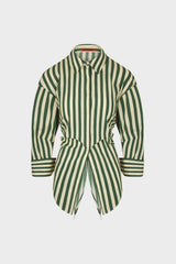 Loch Striped Poplin Button Up - GUMMY GREEN/ECRU