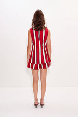 Del Mar Linen Vest - Venetian Red Stripe