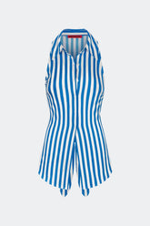 Loch Sleeveless Poplin Button Up - BLUE STRIPE