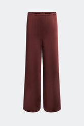 Nella Satin Wide Leg Pant - CHOCO BROWN