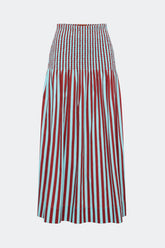 Flor Poplin Skirt - Salted Blue/Crimson