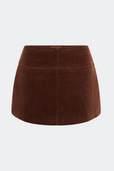 Twiggy Corduroy Mini Skirt - CHOCO BROWN