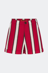 Como Linen Shorts - Venetian Red Stripe