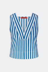Arro Sleeveless Poplin Top - Blue Stripe